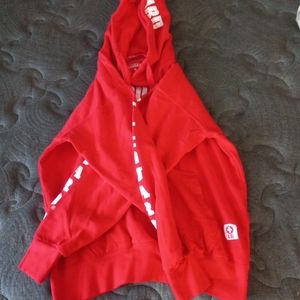 Lifeguard Hoodie Mens Medium Red Pullover Long Sleeve Pouch Block Island Beach